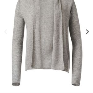 [ WHITE + WARREN] 100% CASHMERE womens long sleeve heathered gray cardigan.